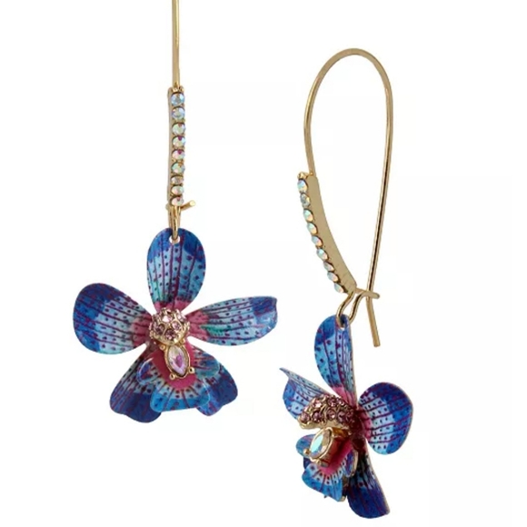 Betsey Johnson orchid blue dangle earrings - Picture 4 of 4